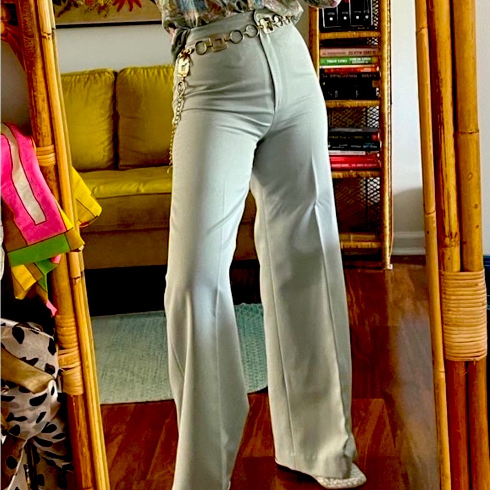 Bobbie Brooks High-Waist Wide-Leg Pants in Light Sage